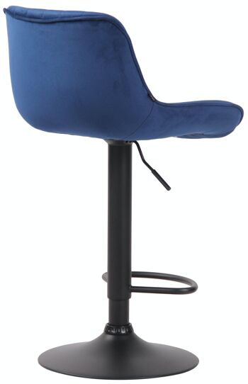 Tabouret de bar Lentini velours bleu noir 50x50x86 métal velours bleu 4