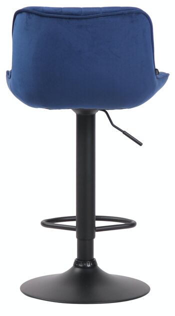 Tabouret de bar Lentini velours bleu noir 50x50x86 métal velours bleu 5