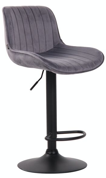 Tabouret de bar Lentini velours noir gris foncé 50x50x86 métal velours gris foncé 1