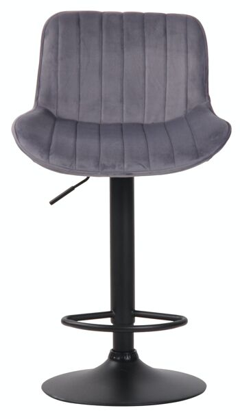 Tabouret de bar Lentini velours noir gris foncé 50x50x86 métal velours gris foncé 2