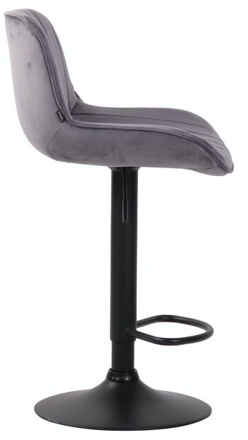 Tabouret de bar Lentini velours noir gris foncé 50x50x86 métal velours gris foncé 3