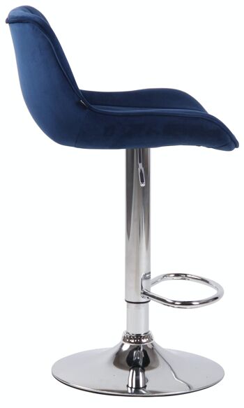 Tabouret de bar Lentini velours chrome bleu 50x50x86 métal velours bleu 3