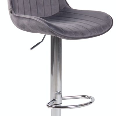 Tabouret de bar Lentini velours chrome gris foncé 50x50x86 métal velours gris foncé