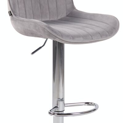 Tabouret de bar Lentini velours chrome Gris 50x50x86 Métal velours gris