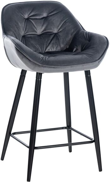 Tabouret de bar Gibson velours gris foncé 57,5x54x93,5 gris foncé Métal noir mat 1