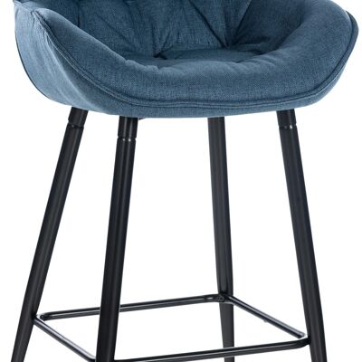 Taburete de bar Gibson tela azul 57,5x54x93,5 azul metal negro mate