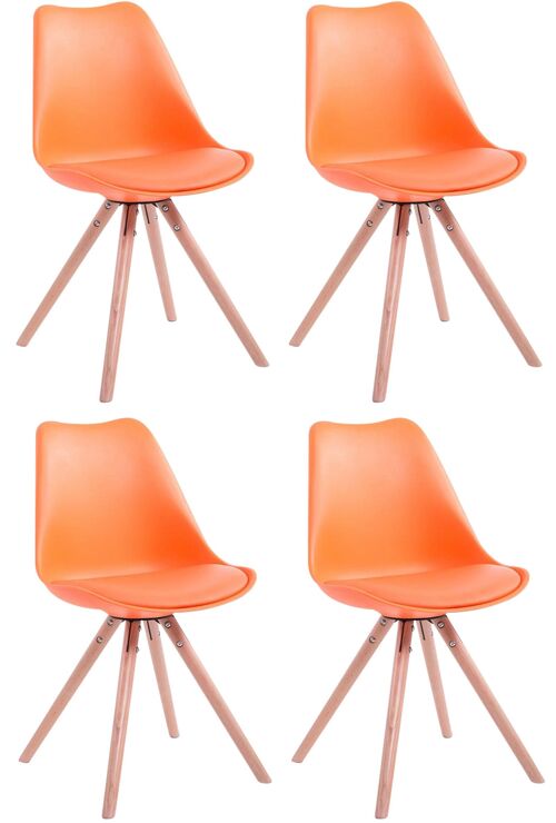 Set van 4 stoelen Toulouse kunstleer Round naturel oranje 56x48x83 oranje kunstleer Hout