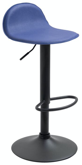 Tabouret de bar Lana V2 bleu noir 41x39x73 métal simili cuir bleu 1