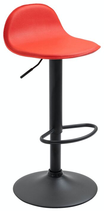 Tabouret de bar Lana V2 noir rouge 41x39x73 cuir artificiel rouge métal 1