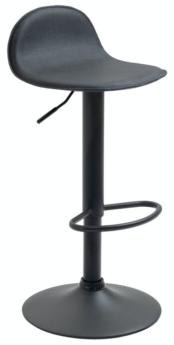 Tabouret de bar Lana V2 noir noir 41x39x73 simili cuir noir métal 1