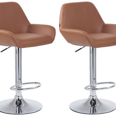 Set of 2 bar stools Braga imitation leather chrome light brown 52x51x89 light brown synthetic leather (PVC) Metal matte black