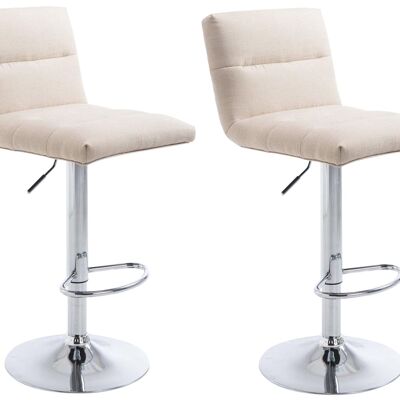 Lot de 2 tabourets de bar Limerick tissu chrome crème 51x42x84 crème Matière métal