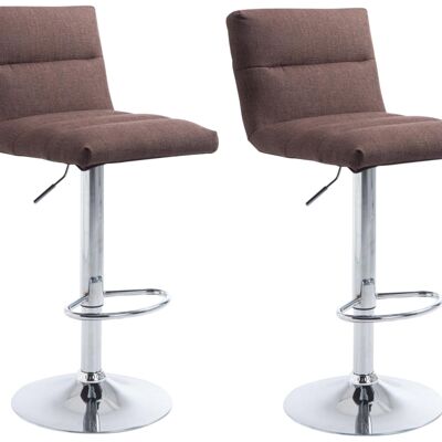 Set of 2 bar stools Limerick fabric chrome brown 51x42x84 brown Material metal