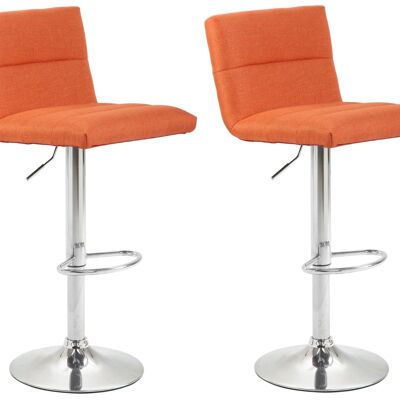 Set of 2 bar stools Limerick fabric chrome orange 51x42x84 orange Material metal
