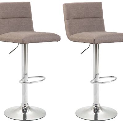 Set of 2 bar stools Limerick fabric chrome taupe 51x42x84 taupe Material metal
