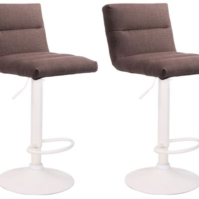 Set of 2 bar stools Limerick fabric white brown 51x42x84 brown Material metal
