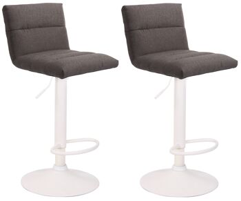 Lot de 2 tabourets de bar Limerick tissu blanc gris foncé 51x42x84 gris foncé Matière métal 1