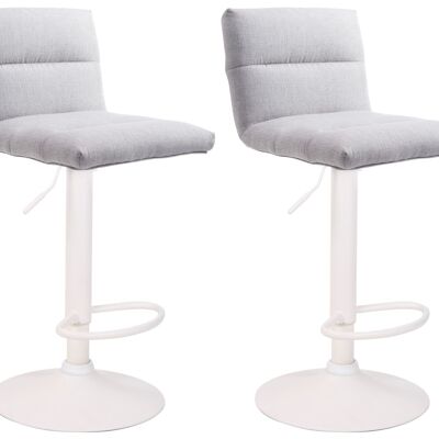 Set of 2 bar stools Limerick fabric white light gray 51x42x84 light gray Material metal