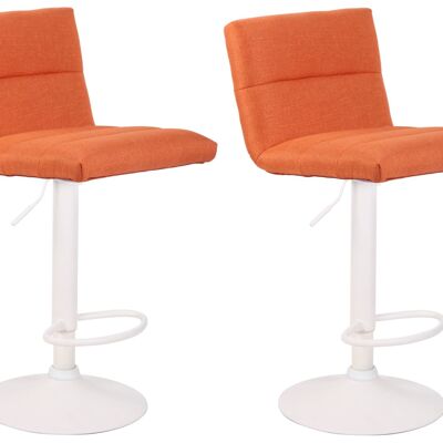Set of 2 bar stools Limerick fabric white orange 51x42x84 orange Material metal