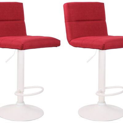 Lot de 2 tabourets de bar Limerick tissu blanc rouge 51x42x84 rouge Matière métal