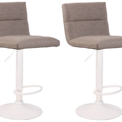 Set of 2 bar stools Limerick fabric white taupe 51x42x84 taupe Material metal