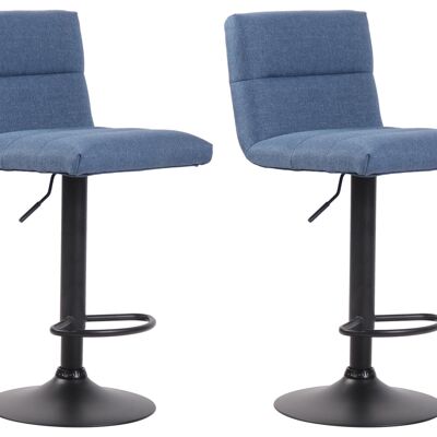 Lot de 2 tabourets de bar Limerick tissu bleu noir 51x42x84 bleu Matière métal