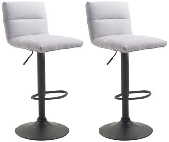 Lot de 2 tabourets de bar Limerick tissu noir gris clair 51x42x84 gris clair Matière métal 1