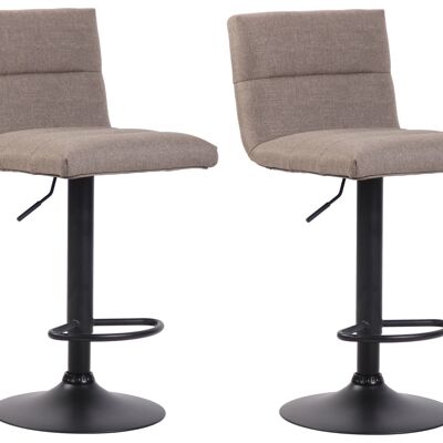 Set of 2 bar stools Limerick fabric black taupe 51x42x84 taupe Material metal