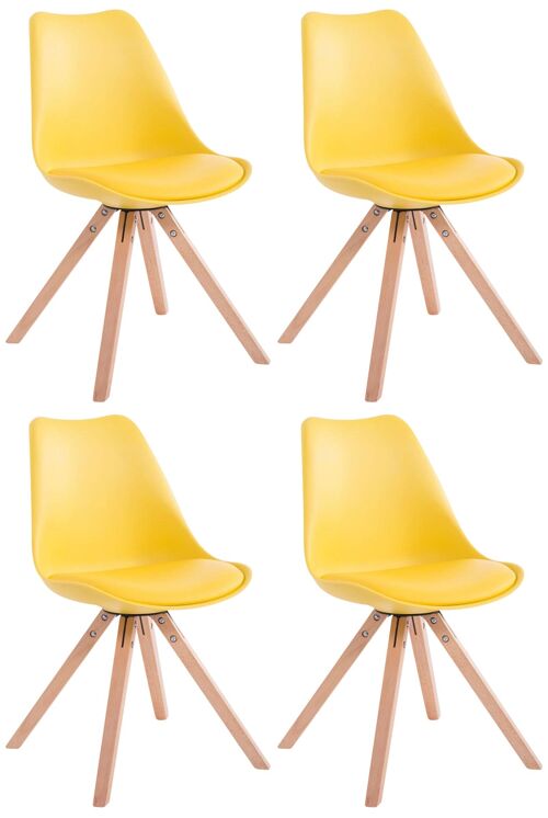 Set van 4 stoelen Toulouse kunstleer Natura Square geel 55,5x47,5x83 geel kunstleer Hout