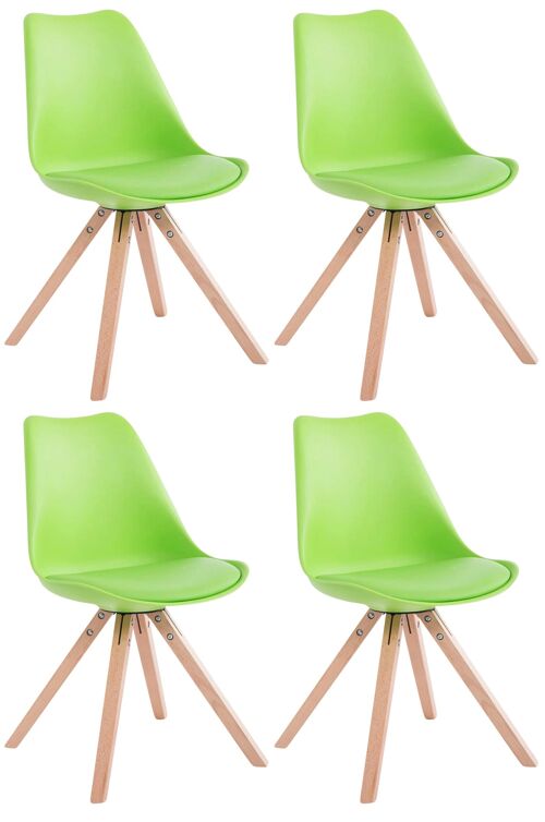 Set van 4 stoelen Toulouse kunstleer Natura Square groente 55,5x47,5x83 groente kunstleer Hout