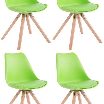 Set van 4 stoelen Toulouse kunstleer Natura Square groente 55,5x47,5x83 groente kunstleer Hout