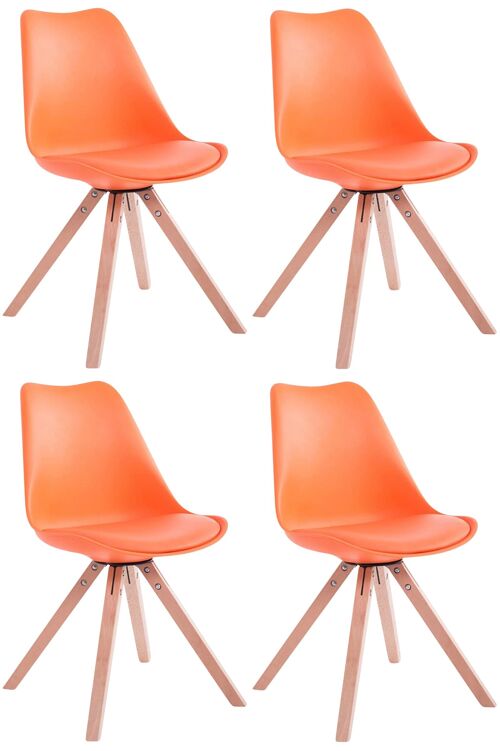 Set van 4 stoelen Toulouse kunstleer Natura Square oranje 55,5x47,5x83 oranje kunstleer Hout