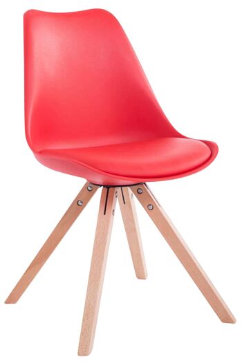 Lot de 4 chaises Toulouse simili cuir Natura Carré rouge 55,5x47,5x83 simili cuir rouge Bois 2