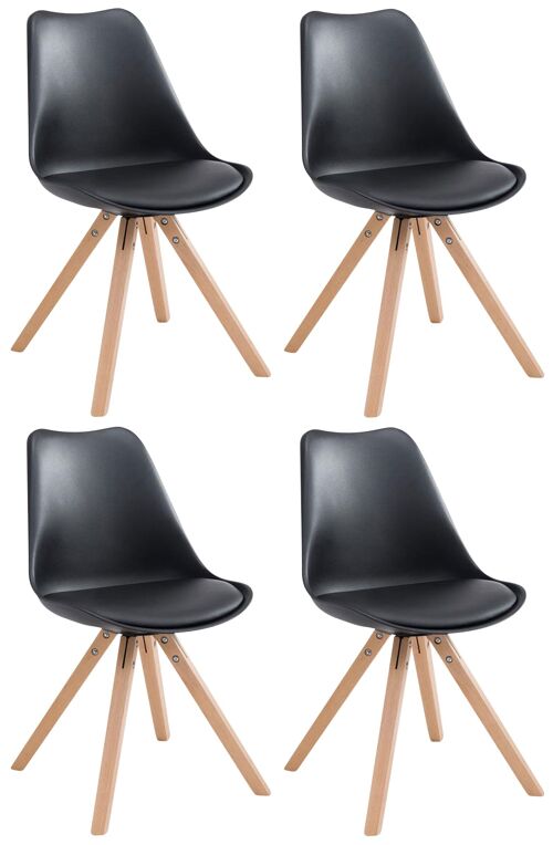 Set van 4 stoelen Toulouse kunstleer Natura Square zwart 55,5x47,5x83 zwart kunstleer Hout