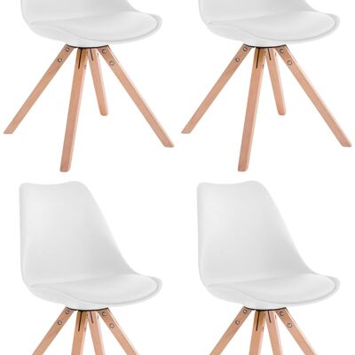 Set of 4 chairs Toulouse imitation leather Natura Square white 55.5x47.5x83 white imitation leather Wood