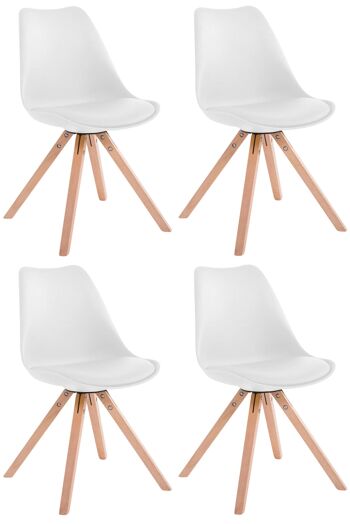 Lot de 4 chaises Toulouse simili cuir Natura Carré blanc 55,5x47,5x83 simili cuir blanc Bois 1