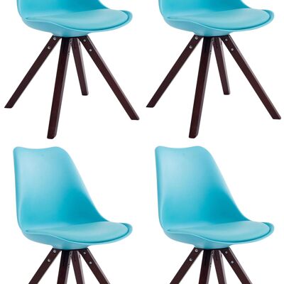 Lot de 4 chaises Toulouse simili cuir Cappuccino Square bleu 55,5x47,5x83 simili cuir bleu Bois