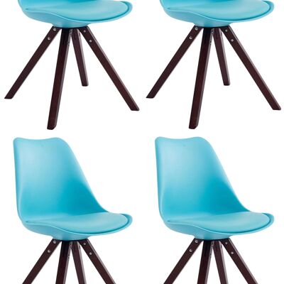 Set van 4 stoelen Toulouse imitatieleer Cappuccino Square blauw 55,5x47,5x83 blauw kunstleer Hout