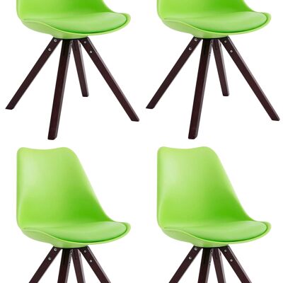 Set mit 4 Stühlen Toulouse Kunstleder Cappuccino Square pflanzlich 55,5x47,5x83 pflanzlich Kunstleder Holz