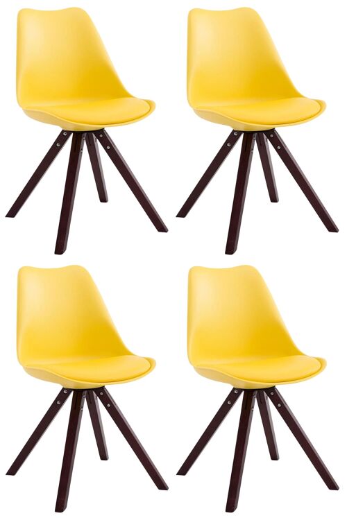 Set van 4 stoelen Toulouse imitatieleer Cappuccino Square geel 55,5x47,5x83 geel kunstleer Hout