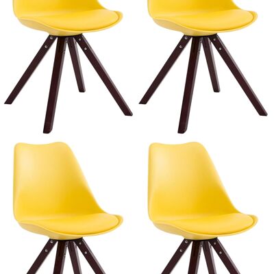 Lot de 4 chaises Toulouse simili cuir Cappuccino Square jaune 55,5x47,5x83 simili cuir jaune Bois