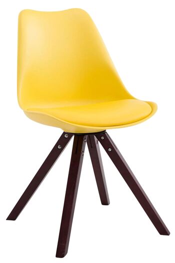 Lot de 4 chaises Toulouse simili cuir Cappuccino Square jaune 55,5x47,5x83 simili cuir jaune Bois 2
