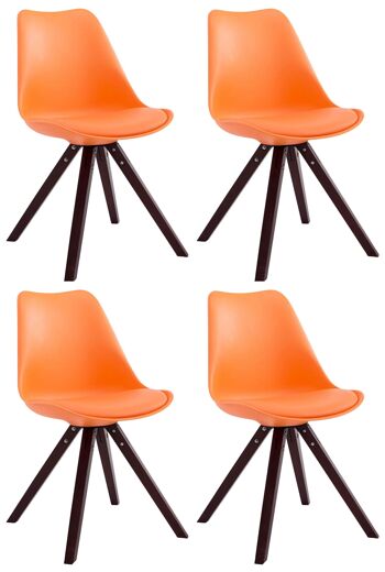 Lot de 4 chaises Toulouse simili cuir Cappuccino Carré orange 55,5x47,5x83 simili cuir orange Bois 1