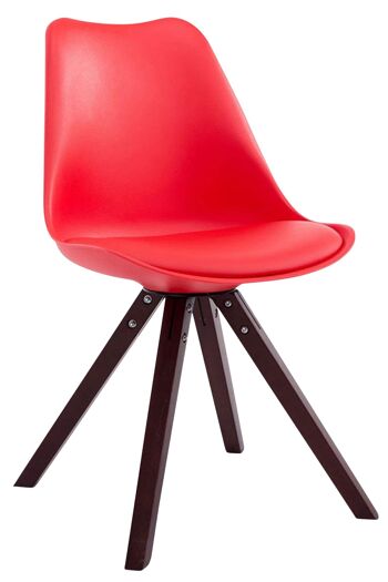 Lot de 4 chaises Toulouse simili cuir Cappuccino Carré rouge 55,5x47,5x83 simili cuir rouge Bois 2