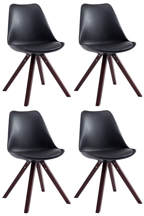 Set van 4 stoelen Toulouse imitatieleer Cappuccino Square zwart 55,5x47,5x83 zwart kunstleer Hout