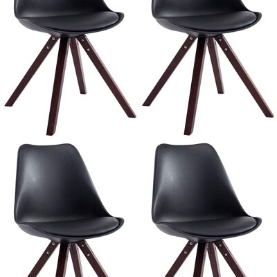 Conjunto de 4 sillas Toulouse simil piel Cappuccino Square negro 55,5x47,5x83 simil cuero negro Madera