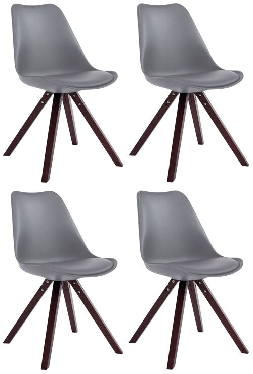 Set van 4 stoelen Toulouse imitatieleer Cappuccino Square Grijs 55,5x47,5x83 Grijs kunstleer Hout