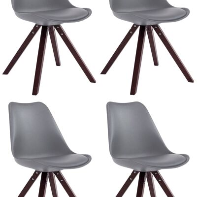 Lot de 4 Chaises Toulouse Simili Cuir Cappuccino Carré Gris 55,5x47,5x83 Simili Cuir Gris Bois