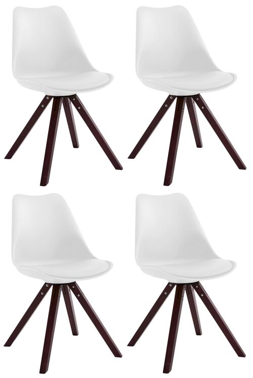 Set van 4 stoelen Toulouse imitatieleer Cappuccino Square wit 55,5x47,5x83 wit kunstleer Hout
