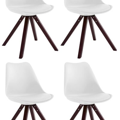 Conjunto de 4 sillas Toulouse simil piel Cappuccino Square blanco 55,5x47,5x83 simil cuero blanco Madera